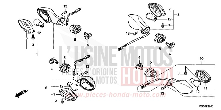 WINKER for NC700X ABS DARKNESS BLACK METALLIC (NH463) from 2012